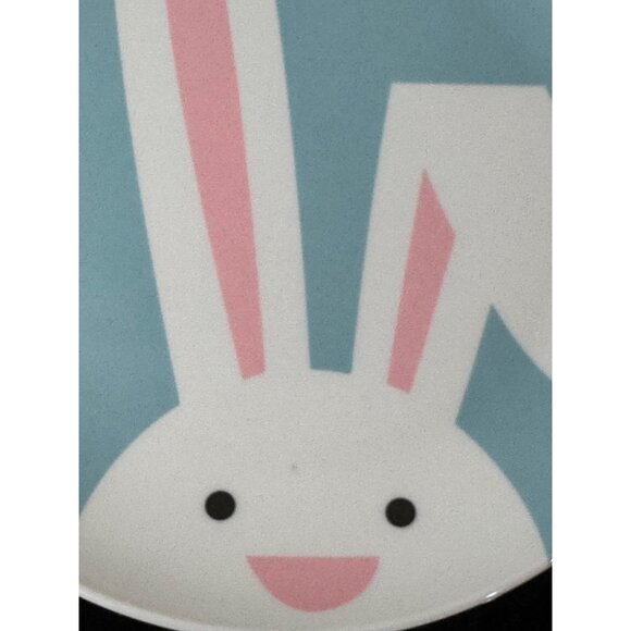 Crate & Barrel Easter Plates With Pastel Blue Background & White Rabbits Set 4 - Picture 4 of 9